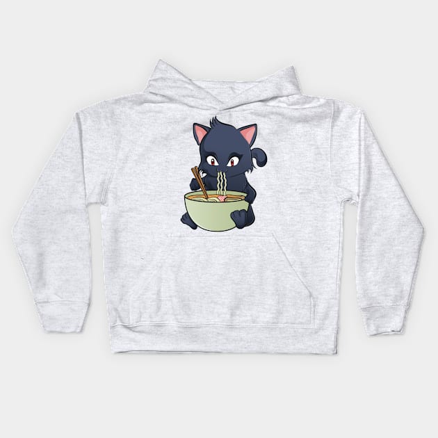 Kawaii Cat Ramen Anime Kitty Kids Hoodie by theperfectpresents